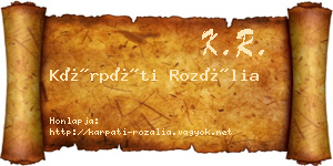 Kárpáti Rozália névjegykártya